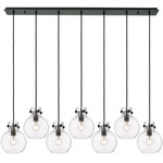Newton Sphere Linear Multi Light Pendant - Matte Black / Clear