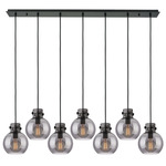 Newton Sphere Linear Multi Light Pendant - Matte Black / Smoked