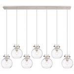 Newton Sphere Linear Multi Light Pendant - Polished Nickel / Clear