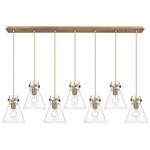 Newton Cone Linear Multi Light Pendant - Brushed Brass / Clear