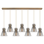Newton Cone Linear Multi Light Pendant - Brushed Brass / Smoked