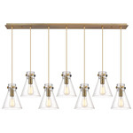 Newton Cone Linear Multi Light Pendant - Brushed Brass / Clear Seedy