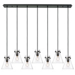 Newton Cone Linear Multi Light Pendant - Matte Black / Clear