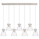 Newton Cone Linear Multi Light Pendant - Polished Nickel / Clear