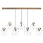 Newton Bell Linear Pendant - Brushed Brass / Clear