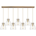 Newton Bell Linear Pendant - Brushed Brass / Clear Seedy