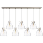 Newton Bell Linear Pendant - Brushed Satin Nickel / Clear