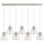Newton Bell Linear Pendant - Polished Nickel / Clear Seedy