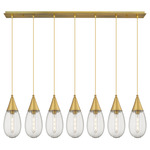 Malone Linear Multi Light Pendant - Brushed Brass / Striped Clear