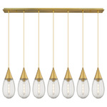 Malone Linear Multi Light Pendant - Brushed Brass / Striped Clear
