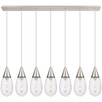 Malone Linear Multi Light Pendant - Polished Nickel / Striped Clear