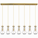 Owego Linear Multi Light Pendant - Brushed Brass / Clear