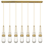 Milan Linear Multi Light Pendant - Brushed Brass / Clear