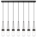 Milan Linear Multi Light Pendant - Matte Black / Clear