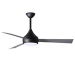 Donaire Outdoor Ceiling Fan with Light - Matte Black / Brushed Stainless