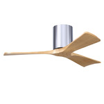 Irene Hugger Ceiling Fan - Polished Chrome / Light Maple Tone