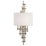 Cameo Wall Sconce - Champagne Gold / White Linen