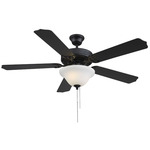 First Value Dome Light Ceiling Fan - Matte Black / Frosted Opal