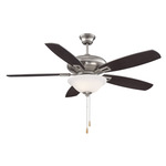 Mystique Ceiling Fan with Light - Satin Nickel / White Frosted