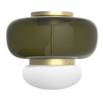 Faro Ceiling Light - Painted Brass / Old Green