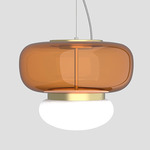 Faro Pendant - Painted Brass / Dark Amber