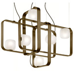 Groove Chandelier - Bronze / Shaded White