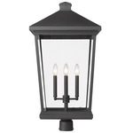 Beacon Outdoor Post Light with Round Fitter - Black / Clear Beveled