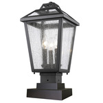 Bayland Outdoor Pier Light with Square Stepped Base - Black / Clear Seedy