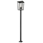 Seoul Outdoor Post Light with Square Post/Stepped Base - Black / Clear
