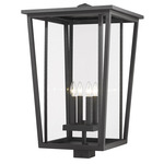 Seoul Outdoor Post Light with Square Fitter - Black / Clear