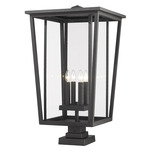 Seoul Outdoor Pier Light with Square Stepped Base - Black / Clear