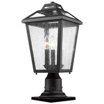 Bayland Outdoor Pier Light with Traditional Base - Black / Clear Seedy
