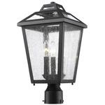 Bayland Outdoor Post Light with Round Fitter - Black / Clear Seedy