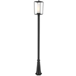 Sheridan Outdoor Post Light with Round Post/Hexagon Base - Black / White Opal