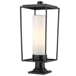 Sheridan Outdoor Pier Light with Traditional Base - Black / White Opal