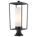 Sheridan Outdoor Pier Light with Simple Round Base - Black / White Opal