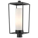 Sheridan Outdoor Post Light with Round Fitter - Black / White Opal