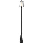 Sheridan Outdoor Post Light with Round Post/Hexagon Base - Black / White Opal