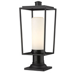 Sheridan Outdoor Pier Light with Traditional Base - Black / White Opal