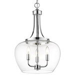 Joliet Dome Pendant - Chrome / Clear