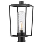 Sheridan Outdoor Post Light with Round Fitter - Black / Clear Seedy