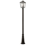 Bayland Outdoor Post Light with Round Post/Hexagon Base - Oil Rubbed Bronze / Clear Seedy