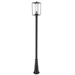 Sheridan Outdoor Post Light with Round Post/Hexagon Base - Black / Clear Seedy