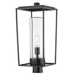 Sheridan Outdoor Post Light with Round Fitter - Black / Clear Seedy