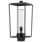 Sheridan Outdoor Post Light with Square Fitter - Black / Clear Seedy