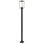 Sheridan Outdoor Post Light with Square Post/Stepped Base - Black / White Opal