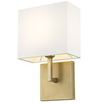 Saxon Wall Sconce - Rubbed Brass / White
