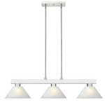 Cobalt Linear Glass Cone Shade Chandelier - Brushed Nickel / White Linen