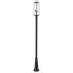 Sana Outdoor Post Light with Round Post/Hexagon Base - Black / Clear Seedy