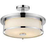 Savannah Semi Flush Ceiling Light - Chrome / Matte Opal